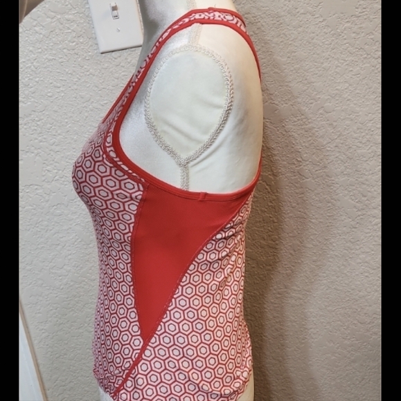 NIKE fit dry geometric tank S hexagon print athletic top with built in shelf bra - Picture 2 of 8